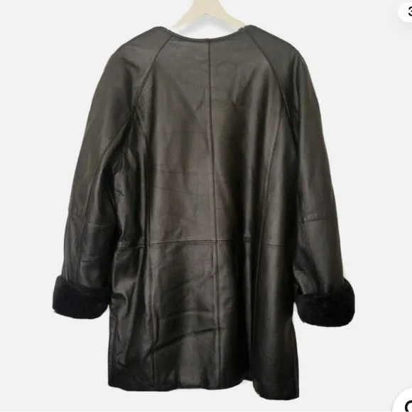 leather & Faux Fur reversible vintage coat - Picture 3 of 5